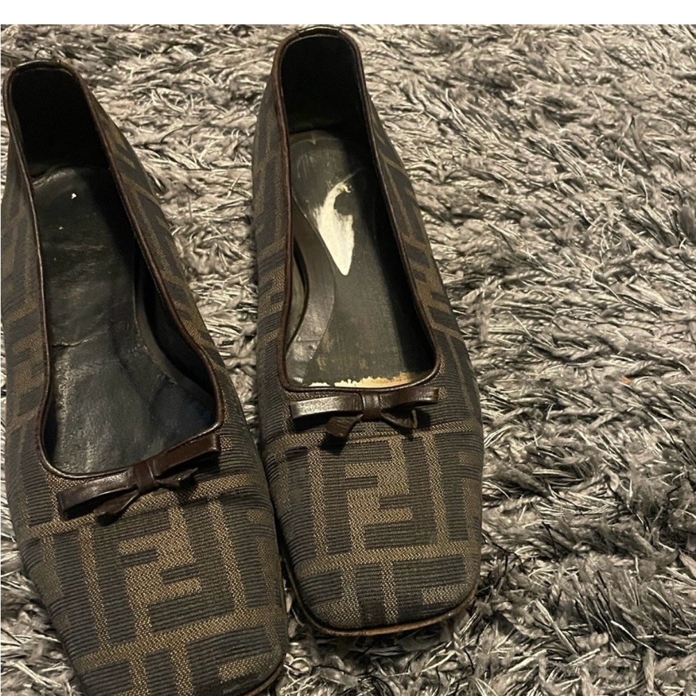 Fendi Brown Patterned Flats